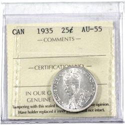 1935 Canada 25-cent ICCS Certified AU-55.