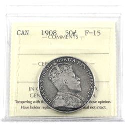 1908 Canada 50-cent ICCS Certified F-15.