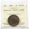 Image 1 : 1888 Canada 1-cent Repunched Middle 8 ICCS Certified MS-62 Red and Brown.