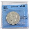 Image 1 : 1949 Canada 50-cent Hoof CCCS Certified VF-30.