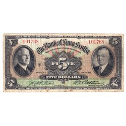 1935 550-36-02 $5, Bank of Nova Scotia, VG (Note contains a few small tears).