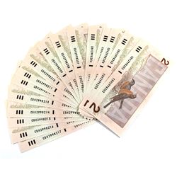 1986 Bank of Canada $2 Notes Thiessen-Crow Signatures, Scarcer CBH Prefix with Consecutive Serial Nu