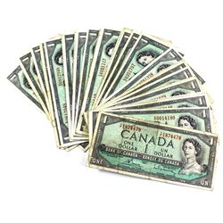 1954 Bank of Canada $1 Notes - 23x Beattie-Rasminsky, 7x Lawson-Bouey & 1x Bouey-Rasminsky Signature