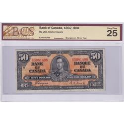 1937 $50 BC-26c, Bank of Canada, Coyne-Towers, Changeover, S/N: B/H5081498, BCS Certified VF-25 (Min
