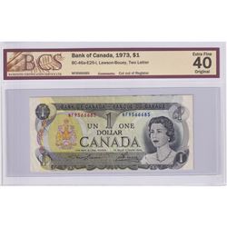 Error! 1973 BC-46a-E25-i $1, Bank of Canada, Lawson-Bouey, Cut Out Of Register, S/N: 9566685, BCS Ce