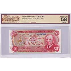 1975 BC-51a $50, Bank of Canada, Lawson-Bouey, Two Letter, S/N: HC1347843, BCS Certified AU-58 Origi