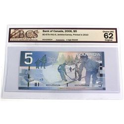 2006 BC-67b-i-N1-iii $5, Bank of Canada, Jenkins-Carney, Printed in 2010, 4 Digit RADAR S/N: HAC4206