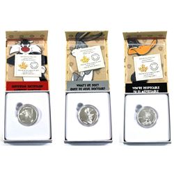 2015 Canada $10 Looney Tunes Fine Silver Coins - Bugs Bunny "What's Up Doc", Sylvester "Suffering Su