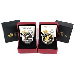 2014 Canada $20 Bald Eagle Fine Silver Coins - Gilded Perched Bald Eagle & Coloured Soaring Bald Eag