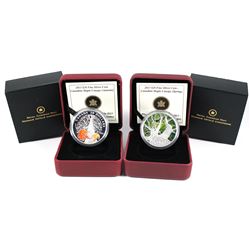2013 Canada $20 Maple Canopy Coloured Fine Silver Coins - Spring & Autumn. 2pcs (TAX Exempt)