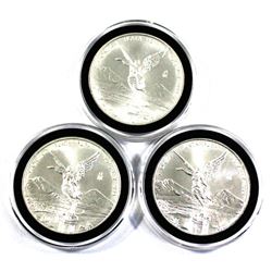 2015, 2016 & 2017 Mexico 1oz .999 Fine Silver Liber tads in Capsules. 3pcs (TAX Exempt)