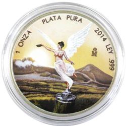 2014 Mexico 1oz Coloured .999 Fine Silver Libertad in Capsule. (TAX Exempt)