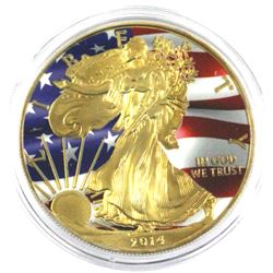 2014 USA 1oz Coloured & Gilded .999 Fine Silver Eagle in Capsule. (TAX Exempt)