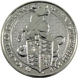 2018 Great Britain 5 Pounds Queen's Beasts - Black Bull of Clarence 2oz .9999 Fine Silver Coin (Tone