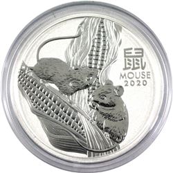 2020 Australia $8 5oz Year of the Mouse .999 Fine Silver Coin in Capsule (Capsule is cracked). TAX E