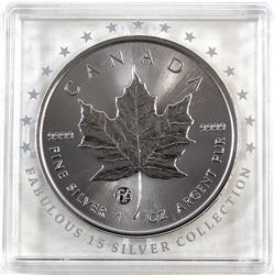 2018 Canada 1oz F15 Privy .9999 Fine Silver Maple Leaf in F15 Square Capsule. (TAX Exempt)