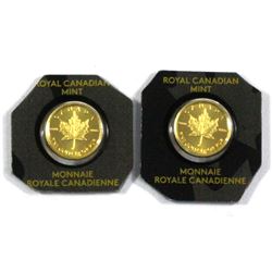 2015 Canada 1 Gram .9999 Fine Gold Maples in Hard Plastic. 2pcs (TAX Exempt)