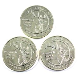 Monarch Precious Metals 1oz Silver Buck .999 Fine Silver Coins (Toned). 3pcs (TAX Exempt)