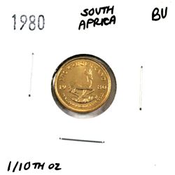 1980 South Africa 1/10oz Krugerrand Brilliant Uncirculated. (TAX Exempt)