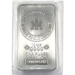 10oz Royal Canadian Mint .9999 Fine Silver Bar in Sealed Mint Plastic. (TAX Exempt)