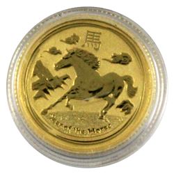 2014 Australia $15 1/10oz Year of the Horse .9999 Fine Gold Coin in Capsule. (TAX Exempt)