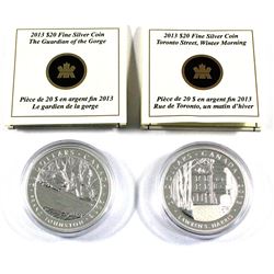 Lot of 2x 2013 Canada $20 Famous Art, lot includes Toronto Street Winter Morning by Lawren S. Harriu
