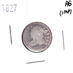 1827 United States Silver 10-cent in About Good Condition (Impaired)  Coin has a full date but has s