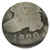 Image 3 : 1820 United States Silver 10-cent, Small 0, in About Good condition with a hole at 12 O'clock.