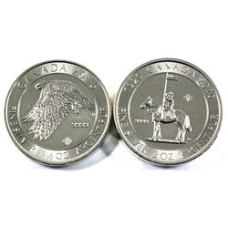 Lot of 2x Canada Fine Silver coins. Lot includes 2016 $8 1.50 oz. Hawk, and $10 2020 2oz RCMP with G
