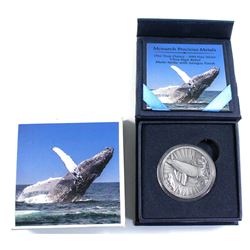 Monarch Precious Metals 1 oz. Ultra High Relief Special edition Humpback Whale with Antique Finish. 