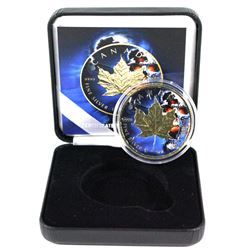 2018 $5 1oz Silver Maple leaf with Special effects. Coin has been selective gold plated with Gold pl