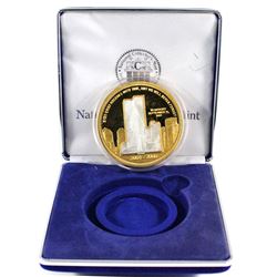 2001-2006 5 year anniversary of the Memory September 11, Twin Towers. This large Gold Plated Fine Si
