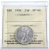 Image 1 : 25-cent 1934 ICCS Certified EF-40. A Nice full detail coin with bright fields.