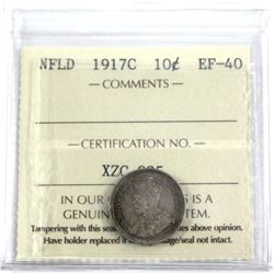 1917C Newfoundland Silver 10-cent ICCS Certified EF-40.  Lightly toned with attractive hints of Oliv