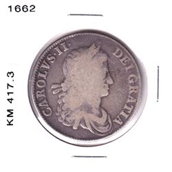1662 Great Britain Charles II Silver Crown, KM# 417.3 no rose under bust. Coin is a G-VG condition.
