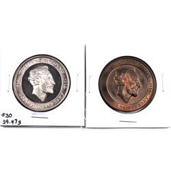 Pair of 1564-1964 400th Anniversary of William Shakespeare Medallions. Lot includes a Pure Silver St