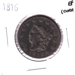 United States 1816 Large Cent 'Matron Head' in EF condition with some light corrosion. Worth a good 