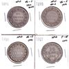 Image 1 : Lot of 4x Newfoundland Silver 50-cents. Lot includes: 1894 VG-F, 1898 Obv.2 VG-F, 1900 VG-F, & 1907 