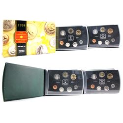 1998-2001 Canada 7-coin Specimen Sets (1998 includes the cardboard sleeve). 4pcs