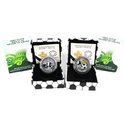 2014 Canada FIFA World Cup - $10 Fine Silver & 25-cent Cupronickel Versions. 2pcs (TAX Exempt)