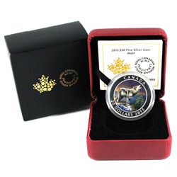 2015 Canada $20 Wolf Coloured Fine Silver Coin. TAX Exempt