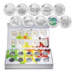 2014 O Canada $10 Full 10-Coin Fine Silver Set with Deluxe Box. (TAX Exempt)