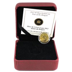 2012 Canada $5 1/10oz Year of the Dragon Fine Gold Coin. TAX Exempt