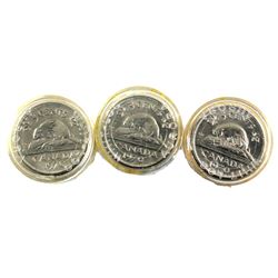 Scarce 1970 Canada 5-cent Rolls of 40pcs in Uncirculated Condition. 3 rolls.