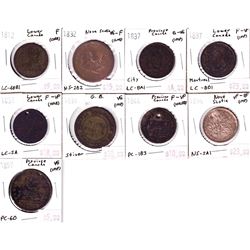 1812-1857 Bank of Canada tokens: 1812 Lower Canada LC-48B1 F(Corr), 1832 Nova Scotia One Penny Token