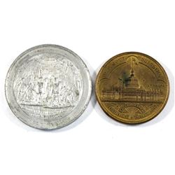 Pair of 1893 World's Fair, Columbian Exposition Chicago commemorative Medals (2pcs). Lot includes an