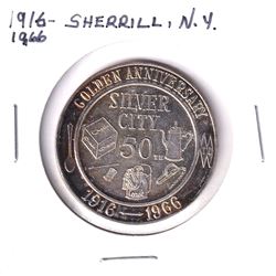 1916-1966 Sherrill, New York Silver City 50th Golden Anniversary Silver Plated Medallion. 36mm diame