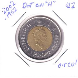 1952-2002 Canada $2 with Dot in H of Elizabeth.