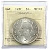 Image 1 : 1937 Canada Silver $1 ICCS Certified MS-63.