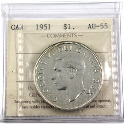 1951 Canada Silver $1 Arnprior ICCS Certified AU-55.